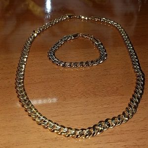 Mens "Titus" Two-Tone Necklace and Bracelet Set